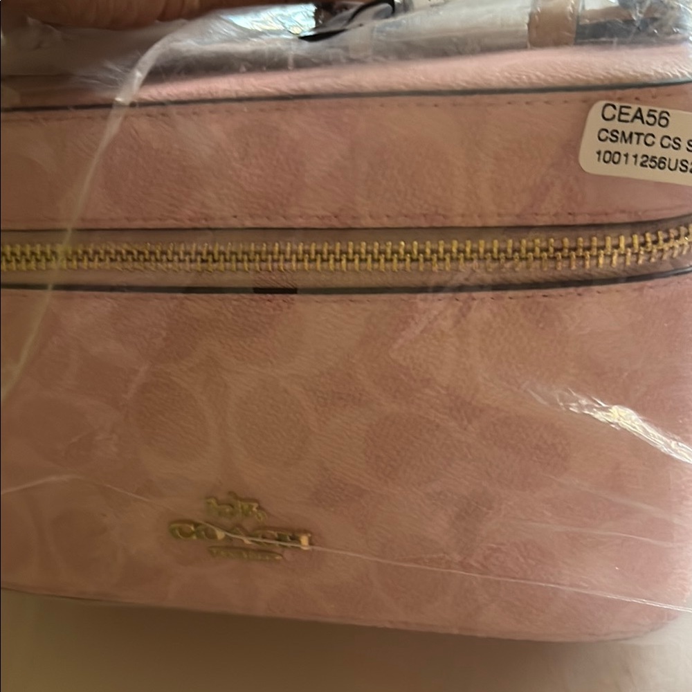 Coach Blush Pink Signature Crossbody Bag with Gold Hardware